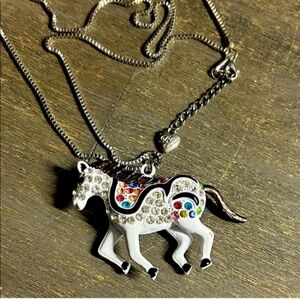 Betsey Johnson Colorful Carousal Horse / Zebra  3D Pendant Necklace